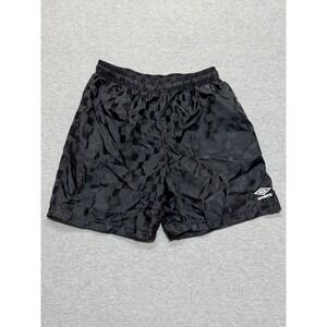 Umbro Mens Black Checkerboard Soccer Shorts Size Medium Vintage Shiny Athletic
